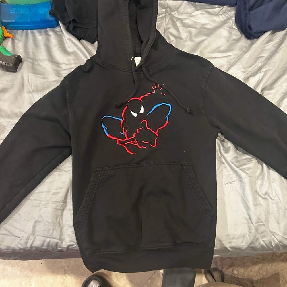 Black Spider-man Hoodie With Red And Blue Details